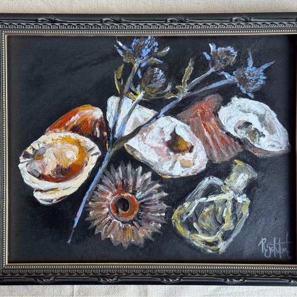 Original Oil Painting on panel, Seashell Still Life artwork, unframed wall art - Picture 2 of 4